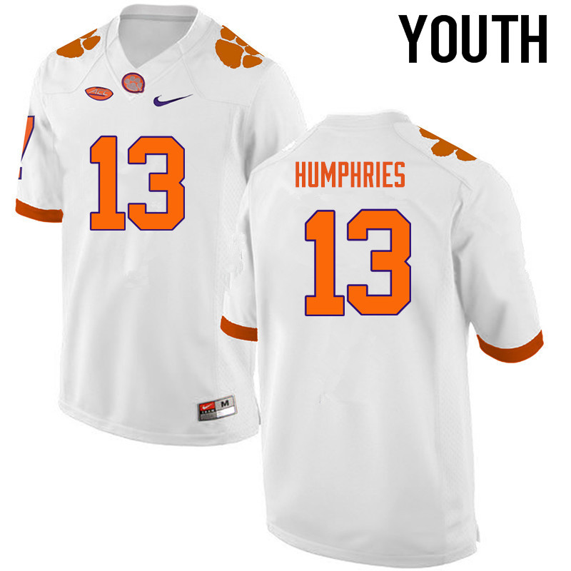 Youth Clemson Tigers #13 Adam Humphries College Football Jerseys-White